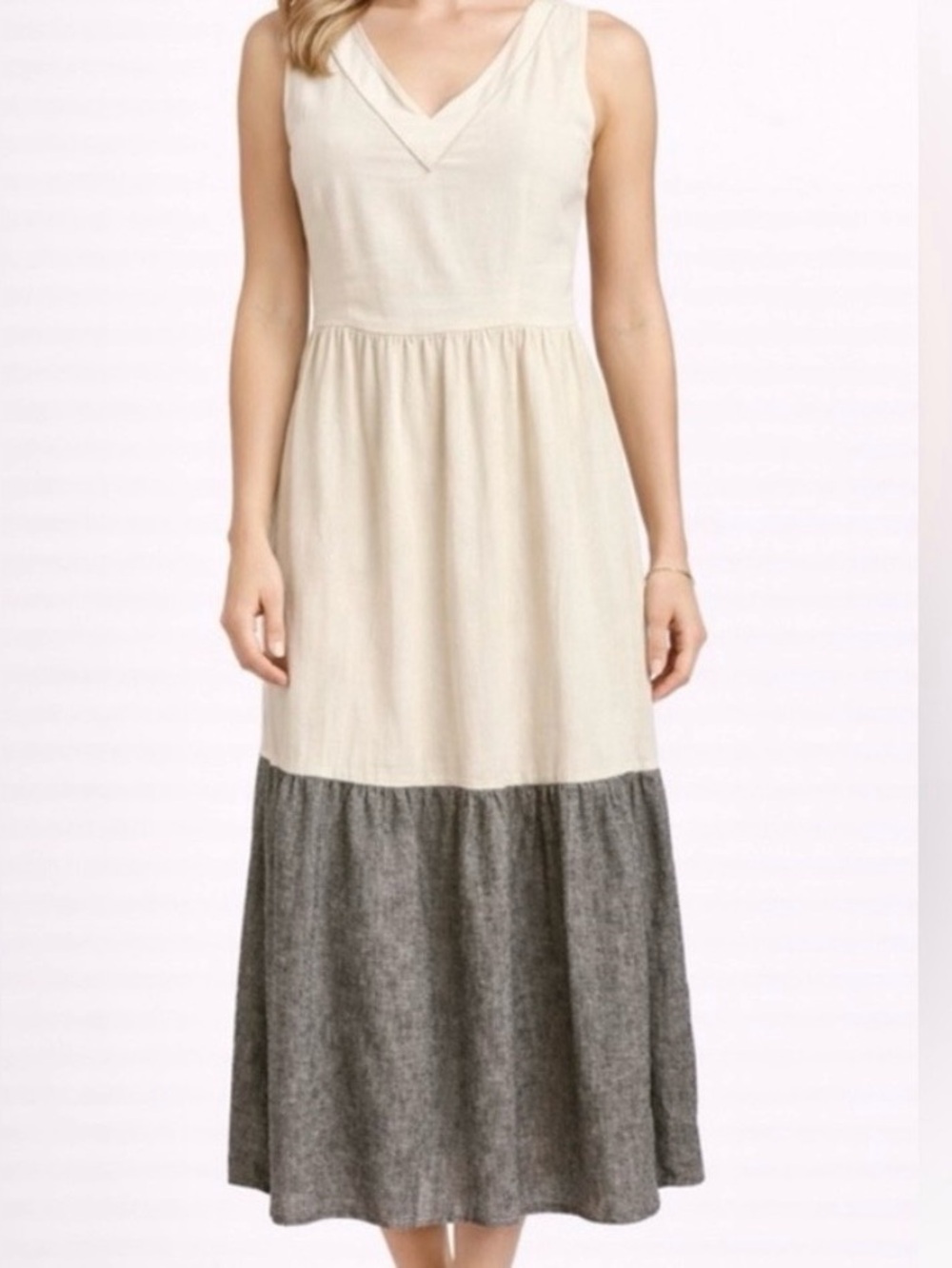 Joie linen blend colorblock maxi dress XL